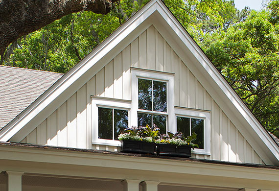 Top of Two Story Home with Three Big Vinyl Window Replacements in Kennesaw, GA